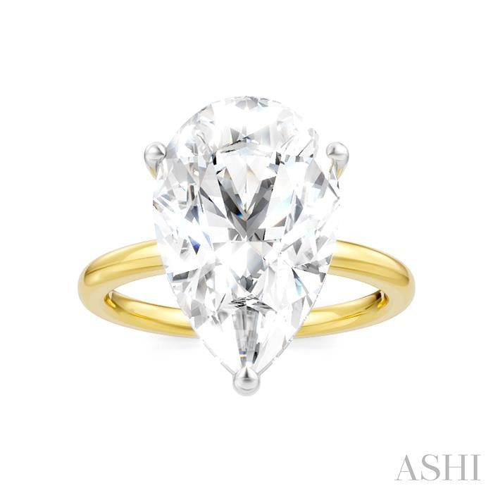 1/8 Ctw Pear Shape Round Cut Diamond Semi-Mount Engagement Ring in 14K Yellow and White Gold