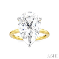 1/8 Ctw Pear Shape Round Cut Diamond Semi-Mount Engagement Ring in 14K Yellow and White Gold