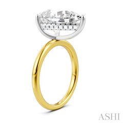 1/8 Ctw Pear Shape Round Cut Diamond Semi-Mount Engagement Ring in 14K Yellow and White Gold
