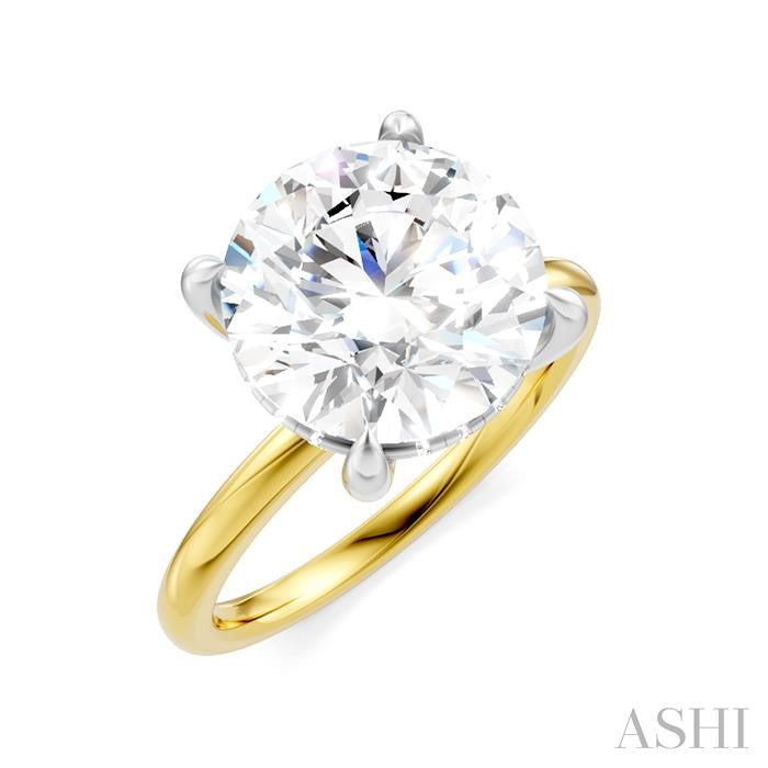 1/10 Ctw Circular Shape Round Cut Diamond Semi-Mount Engagement Ring in 14K Yellow and White Gold