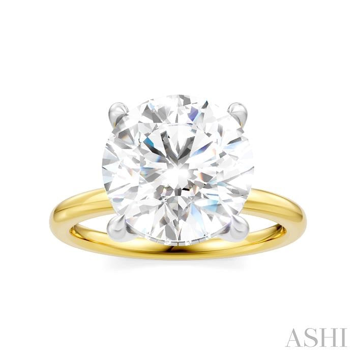 1/10 Ctw Circular Shape Round Cut Diamond Semi-Mount Engagement Ring in 14K Yellow and White Gold