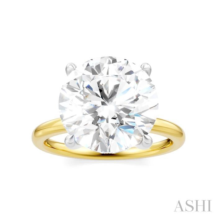 1/10 Ctw Circular Shape Round Cut Diamond Semi-Mount Engagement Ring in 14K Yellow and White Gold