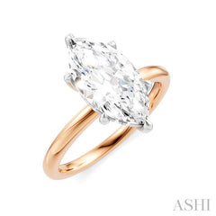 1/10 Ctw Marquise Shape Round Cut Diamond Semi-Mount Engagement Ring in 14K Rose and White Gold
