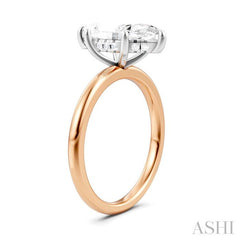 1/10 Ctw Marquise Shape Round Cut Diamond Semi-Mount Engagement Ring in 14K Rose and White Gold
