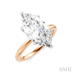 1/10 Ctw Marquise Shape Round Cut Diamond Semi-Mount Engagement Ring in 14K Rose and White Gold