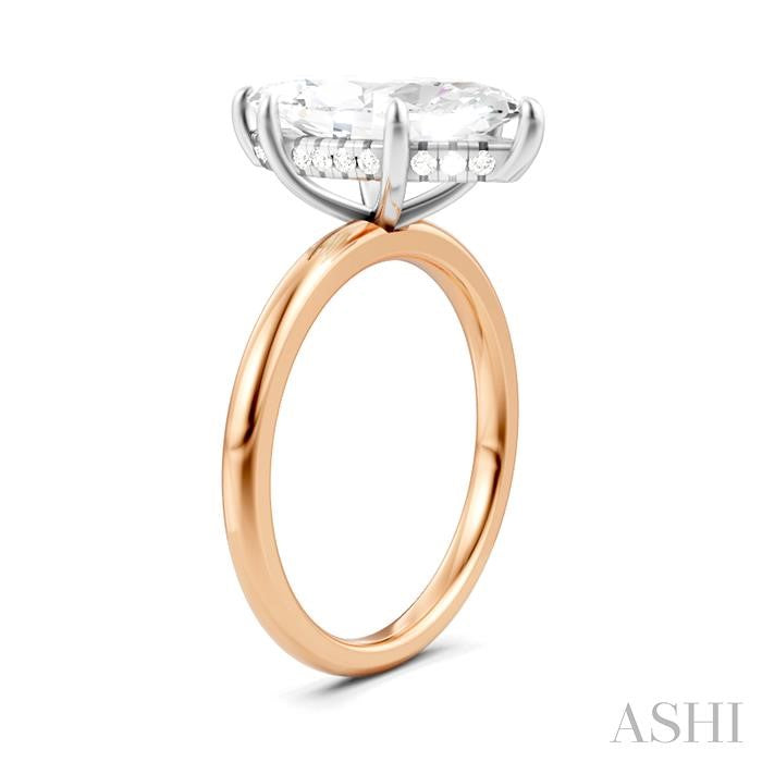 1/10 Ctw Marquise Shape Round Cut Diamond Semi-Mount Engagement Ring in 14K Rose and White Gold