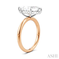 1/10 Ctw Marquise Shape Round Cut Diamond Semi-Mount Engagement Ring in 14K Rose and White Gold