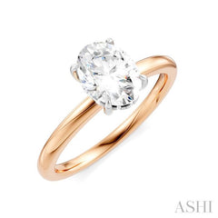 1/20 Ctw Oval Shape Round Cut Diamond Semi-Mount Engagement Ring in 14K Rose and White Gold