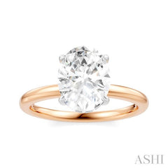 1/20 Ctw Oval Shape Round Cut Diamond Semi-Mount Engagement Ring in 14K Rose and White Gold
