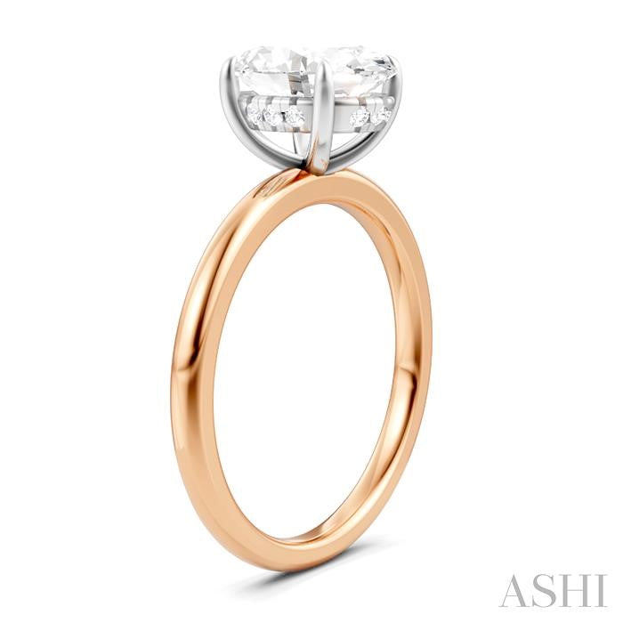 1/20 Ctw Oval Shape Round Cut Diamond Semi-Mount Engagement Ring in 14K Rose and White Gold