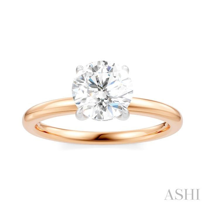 1/20 Ctw Circular Shape Round Cut Diamond Semi-Mount Engagement Ring in 14K Rose and White Gold