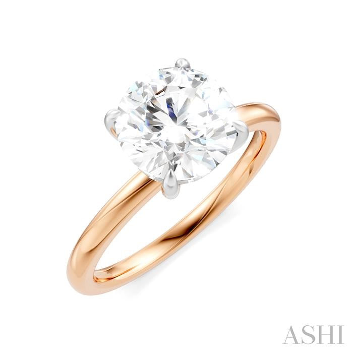 1/20 Ctw Circular Shape Round Cut Diamond Semi-Mount Engagement Ring in 14K Rose and White Gold