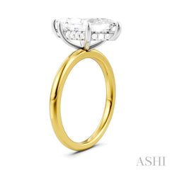 1/10 Ctw Marquise Shape Round Cut Diamond Semi-Mount Engagement Ring in 14K Yellow and White Gold