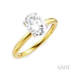 1/20 Ctw Oval Shape Round Cut Diamond Semi-Mount Engagement Ring in 14K Yellow and White Gold