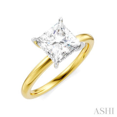 1/20 Ctw Emerald Shape Round Cut Diamond Semi-Mount Engagement Ring in 14K Yellow and White Gold