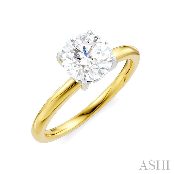 1/20 Ctw Circular Shape Round Cut Diamond Semi-Mount Engagement Ring in 14K Yellow and White Gold