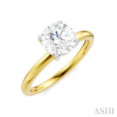 1/20 Ctw Circular Shape Round Cut Diamond Semi-Mount Engagement Ring in 14K Yellow and White Gold