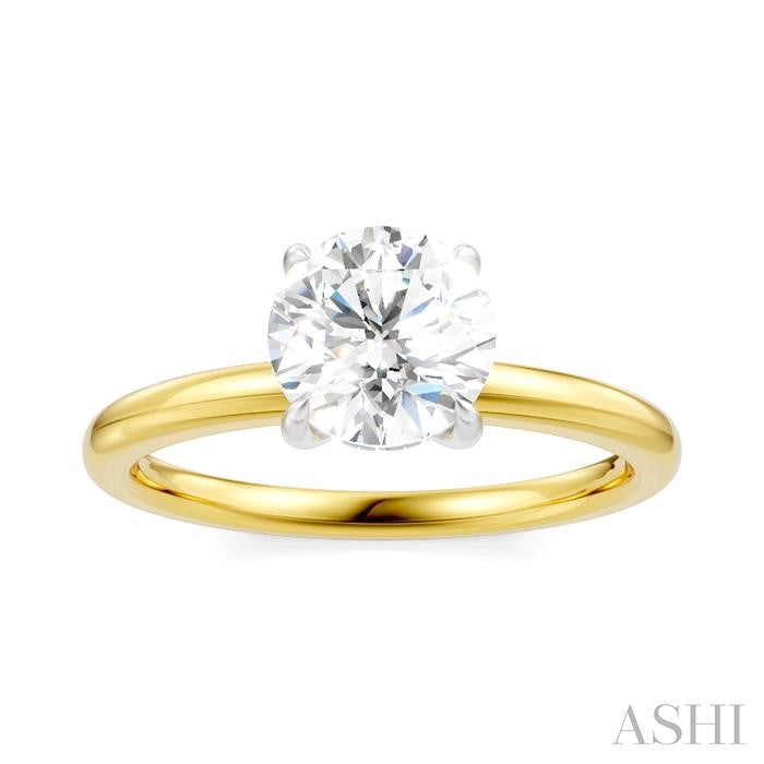 1/20 Ctw Circular Shape Round Cut Diamond Semi-Mount Engagement Ring in 14K Yellow and White Gold