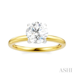 1/20 Ctw Circular Shape Round Cut Diamond Semi-Mount Engagement Ring in 14K Yellow and White Gold