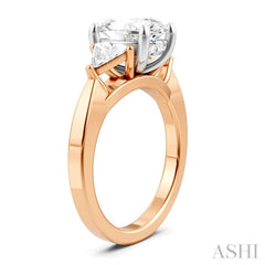 1/2 Ctw Oval Shape Trillion Cut & Round Cut Diamond Semi-Mount Engagement Ring in 14K Rose and White Gold
