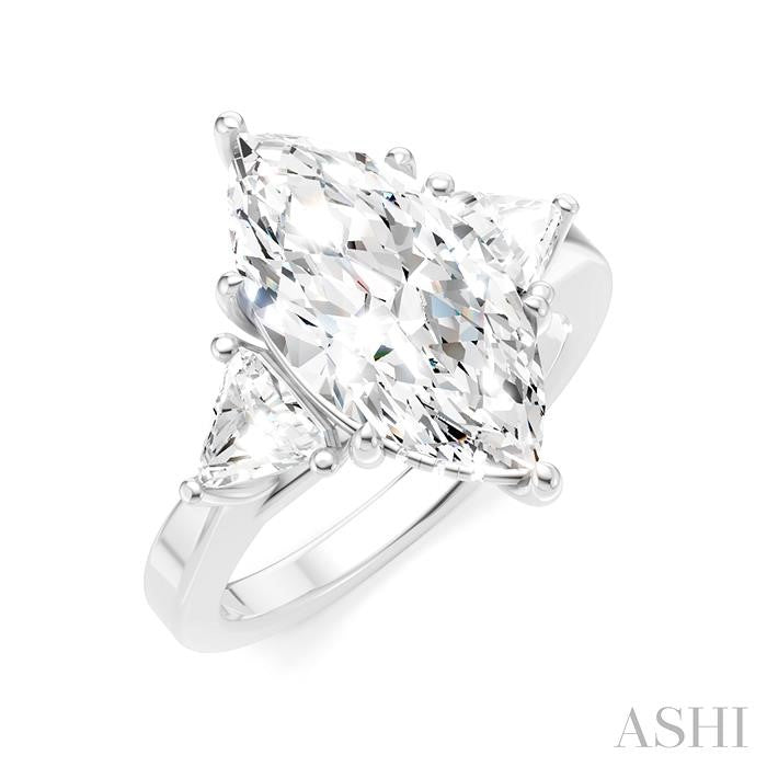 1/2 Ctw Marquise Shape Trillion and Round Cut Diamond Semi-Mount Engagement Ring in 14K White Gold
