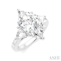 1/2 Ctw Marquise Shape Trillion and Round Cut Diamond Semi-Mount Engagement Ring in 14K White Gold