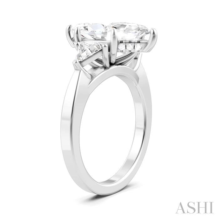 1/2 Ctw Marquise Shape Trillion and Round Cut Diamond Semi-Mount Engagement Ring in 14K White Gold