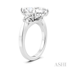 1/2 Ctw Marquise Shape Trillion and Round Cut Diamond Semi-Mount Engagement Ring in 14K White Gold
