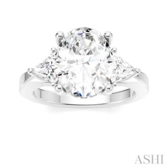 1/2 Ctw Oval Shape Trillion Cut & Round Cut Diamond Semi-Mount Engagement Ring in 14K White Gold