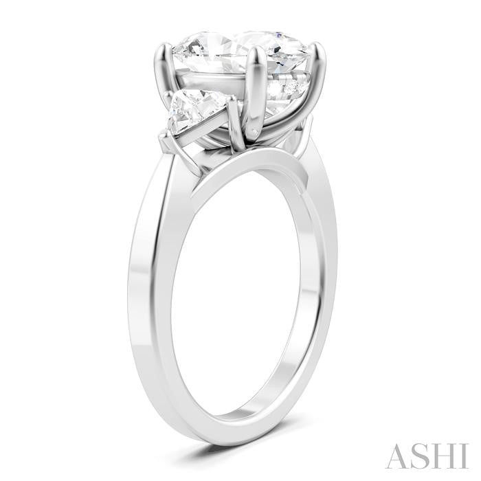 1/2 Ctw Oval Shape Trillion Cut & Round Cut Diamond Semi-Mount Engagement Ring in 14K White Gold