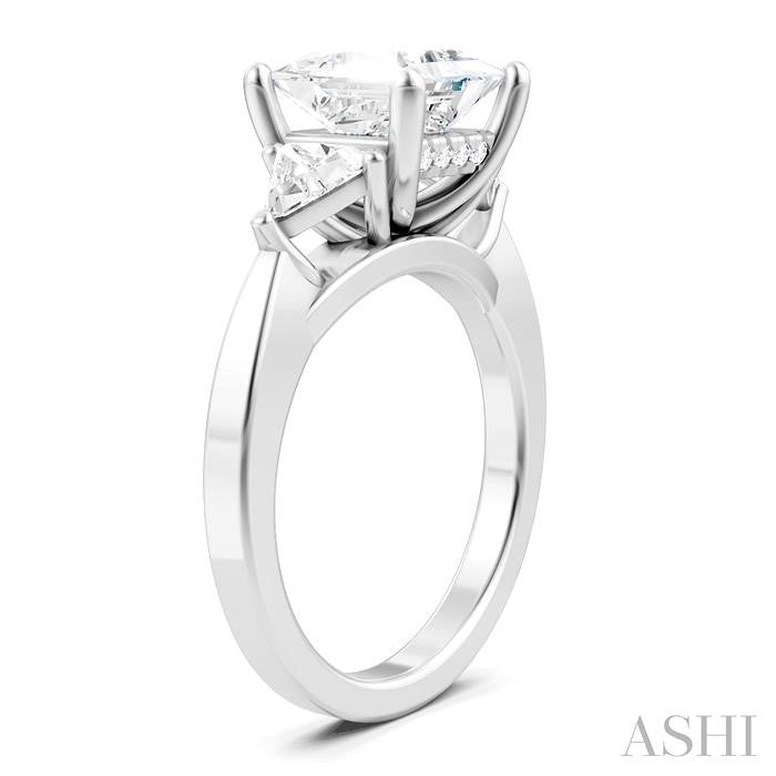 1/2 Ctw Princess Shape Trillion Cut & Round Cut Diamond Semi-Mount Engagement Ring in 14K White Gold