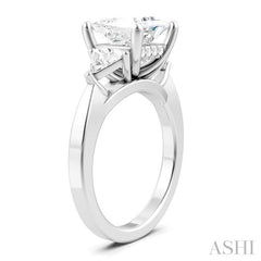 1/2 Ctw Princess Shape Trillion Cut & Round Cut Diamond Semi-Mount Engagement Ring in 14K White Gold