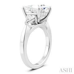 1/2 Ctw Princess Shape Trillion Cut & Round Cut Diamond Semi-Mount Engagement Ring in 14K White Gold