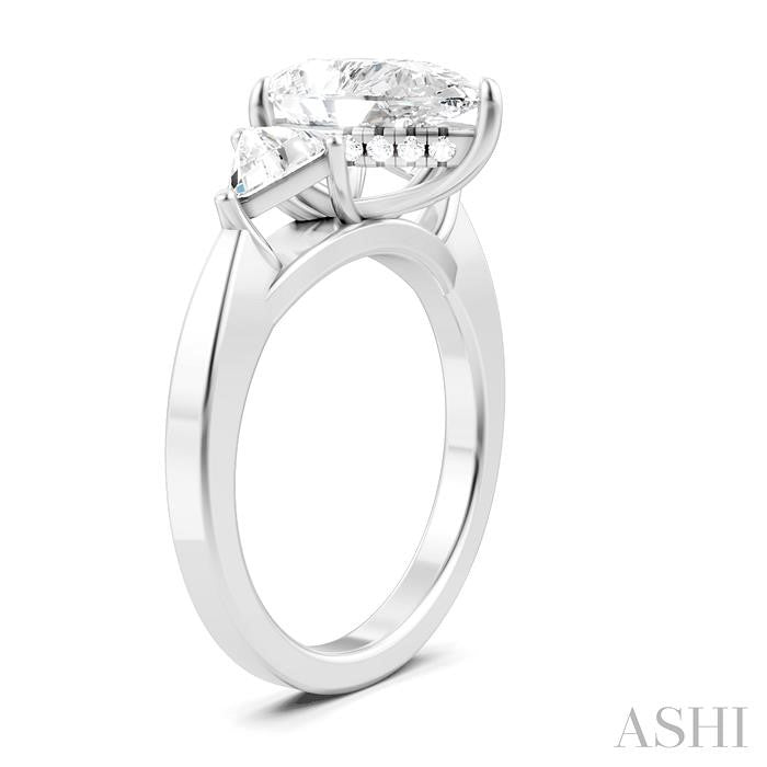 1/2 Ctw Pear Shape Trillion Cut & Round Cut Diamond Semi-Mount Engagement Ring in 14K White Gold