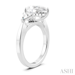1/2 Ctw Pear Shape Trillion Cut & Round Cut Diamond Semi-Mount Engagement Ring in 14K White Gold