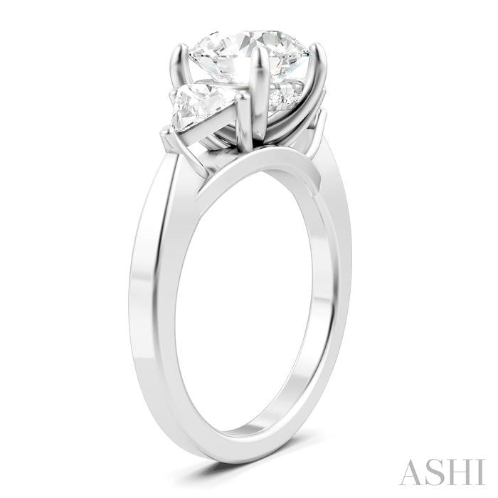 1/2 Ctw Circular Shape Trillion and Round Cut Diamond Semi-Mount Engagement Ring in 14K White Gold