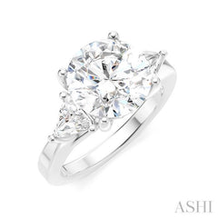 1/2 Ctw Circular Shape Trillion and Round Cut Diamond Semi-Mount Engagement Ring in 14K White Gold