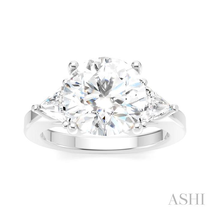 1/2 Ctw Circular Shape Trillion and Round Cut Diamond Semi-Mount Engagement Ring in 14K White Gold
