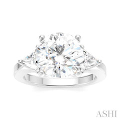 1/2 Ctw Circular Shape Trillion and Round Cut Diamond Semi-Mount Engagement Ring in 14K White Gold