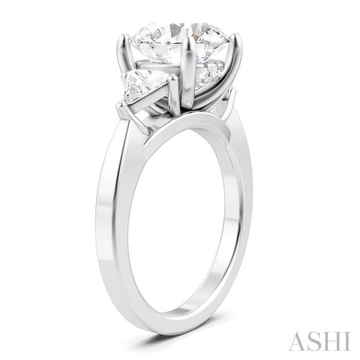 1/2 Ctw Circular Shape Trillion and Round Cut Diamond Semi-Mount Engagement Ring in 14K White Gold
