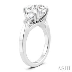 1/2 Ctw Circular Shape Trillion and Round Cut Diamond Semi-Mount Engagement Ring in 14K White Gold