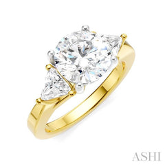 1/2 Ctw Circular Shape Trillion and Round Cut Diamond Semi-Mount Engagement Ring in 14K Yellow and White Gold