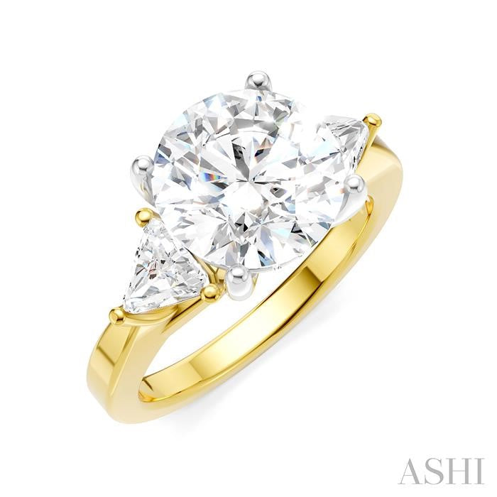 1/2 Ctw Circular Shape Trillion and Round Cut Diamond Semi-Mount Engagement Ring in 14K Yellow and White Gold