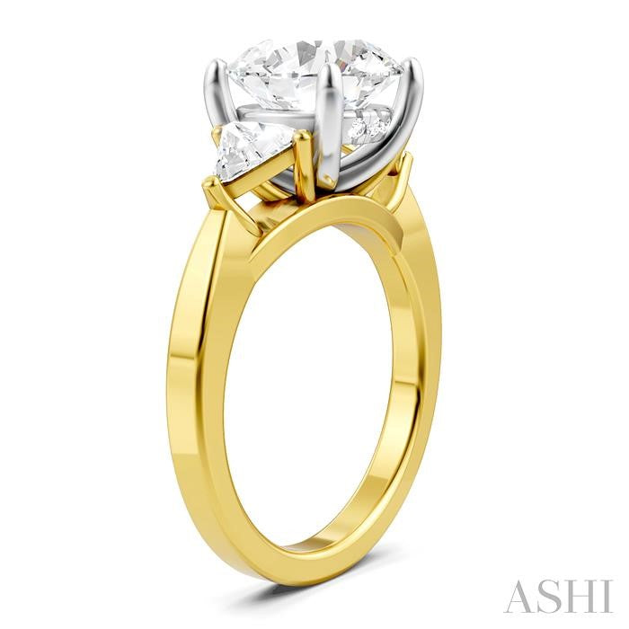 1/2 Ctw Circular Shape Trillion and Round Cut Diamond Semi-Mount Engagement Ring in 14K Yellow and White Gold