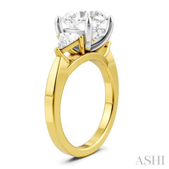 1/2 Ctw Circular Shape Trillion and Round Cut Diamond Semi-Mount Engagement Ring in 14K Yellow and White Gold