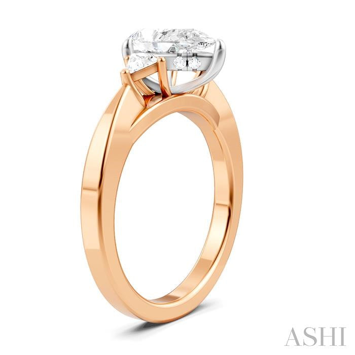 1/4 Ctw Pear Shape Trillion Cut & Round Cut Diamond Semi-Mount Engagement Ring in 14K Rose and White Gold