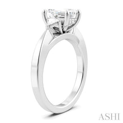 1/4 Ctw Emerald Shape Trillion and Round Cut Diamond Semi-Mount Engagement Ring in 14K White Gold