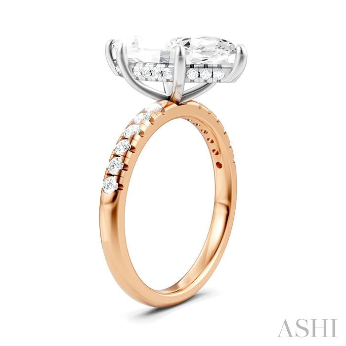 1/3 Ctw Marquise Shape Round Cut Diamond Semi-Mount Engagement Ring in 14K Rose and White Gold