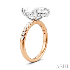 1/3 Ctw Marquise Shape Round Cut Diamond Semi-Mount Engagement Ring in 14K Rose and White Gold