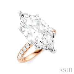 1/3 Ctw Marquise Shape Round Cut Diamond Semi-Mount Engagement Ring in 14K Rose and White Gold
